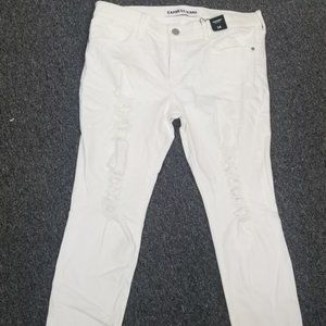 EXPRESS Mid-Rise White Distressed Destroyed Legging Jeans Size 14 not with tags